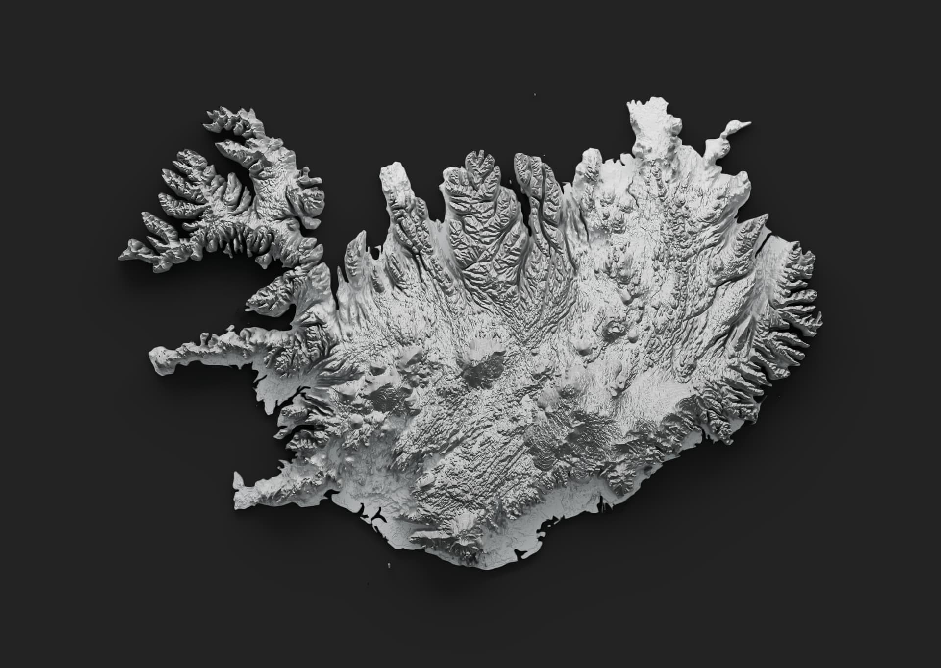 Shaded relief map of Iceland